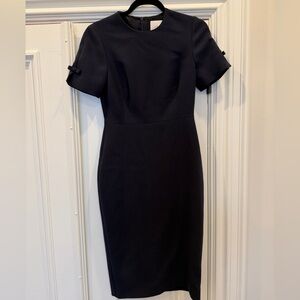 L.K. Bennett Navy Blue Trinu Crepe Dress with Bow Sleeve Detail size 4